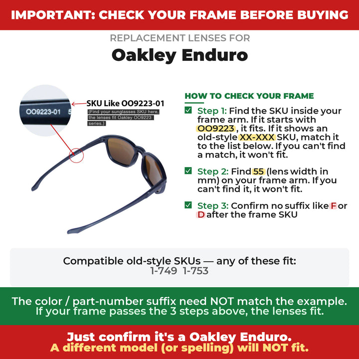 Verify your Oakley Enduro frame
