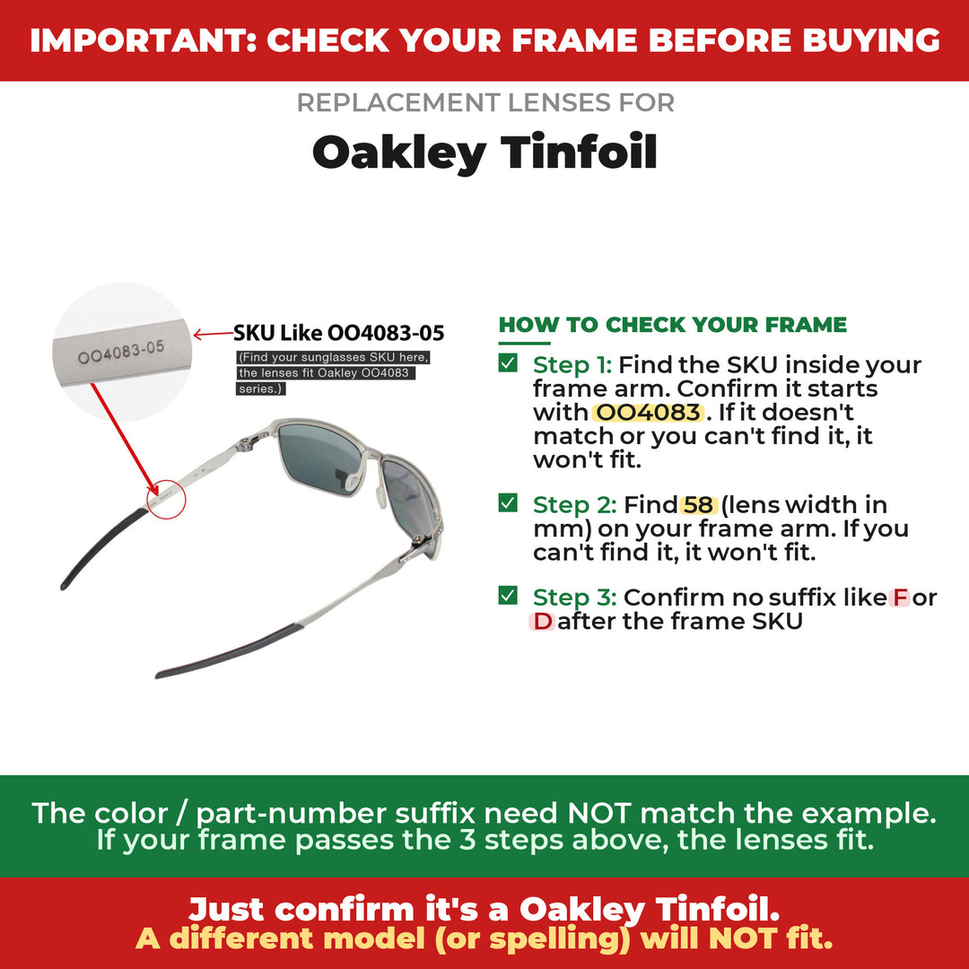 Verify your Oakley Tinfoil frame