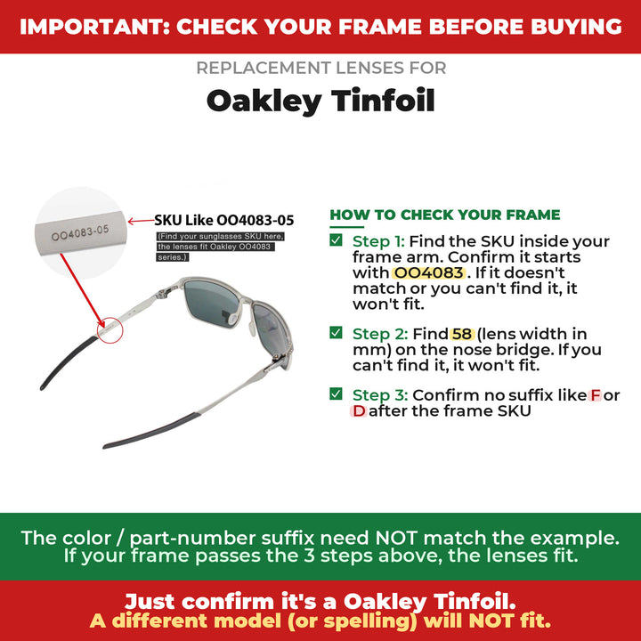Verify your Oakley Tinfoil frame
