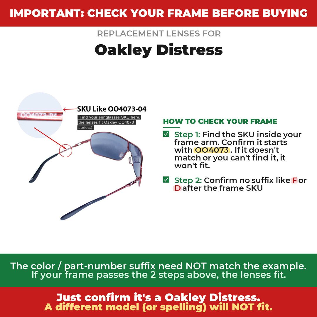 Verify your Oakley Distress frame