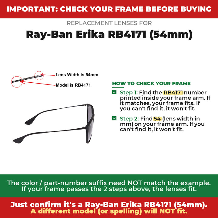Verify your Ray-Ban Erika RB4171 (54mm) frame