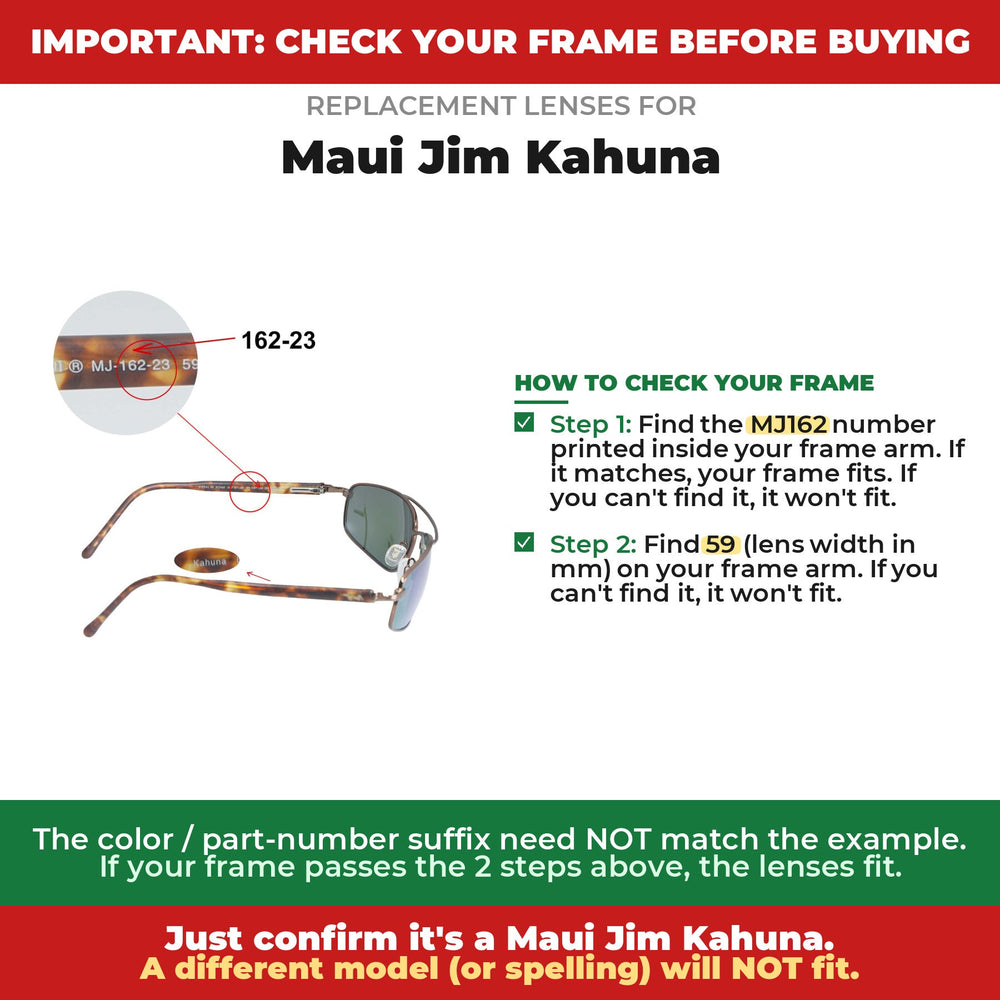 Verify your Maui Jim Kahuna frame#color_shared
