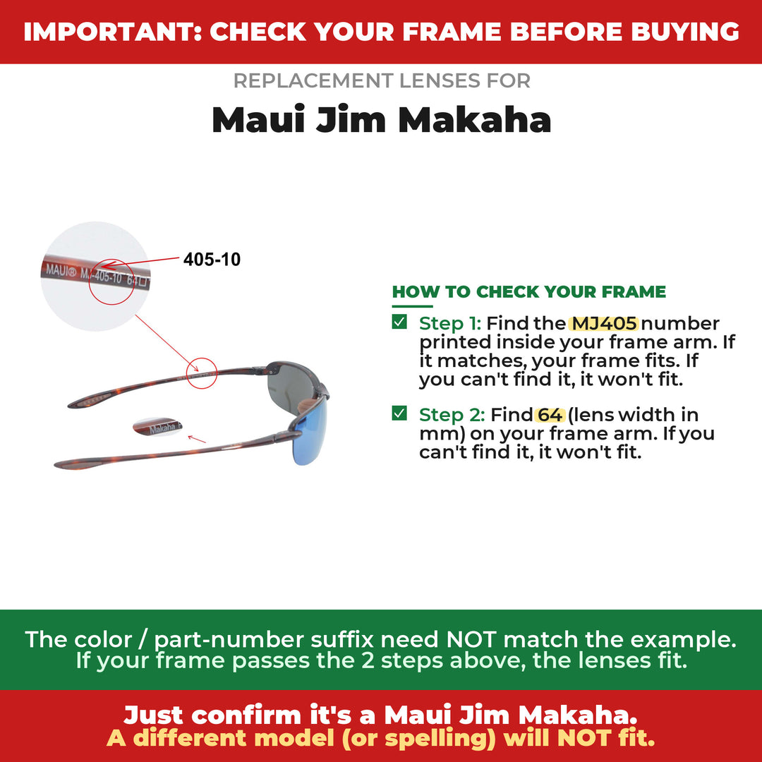 Verify your Maui Jim Makaha frame