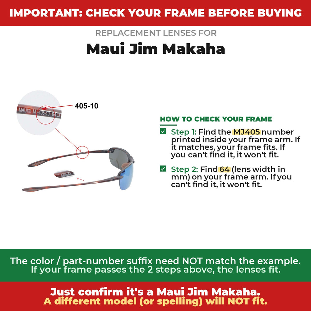 Verify your Maui Jim Makaha frame#color_shared