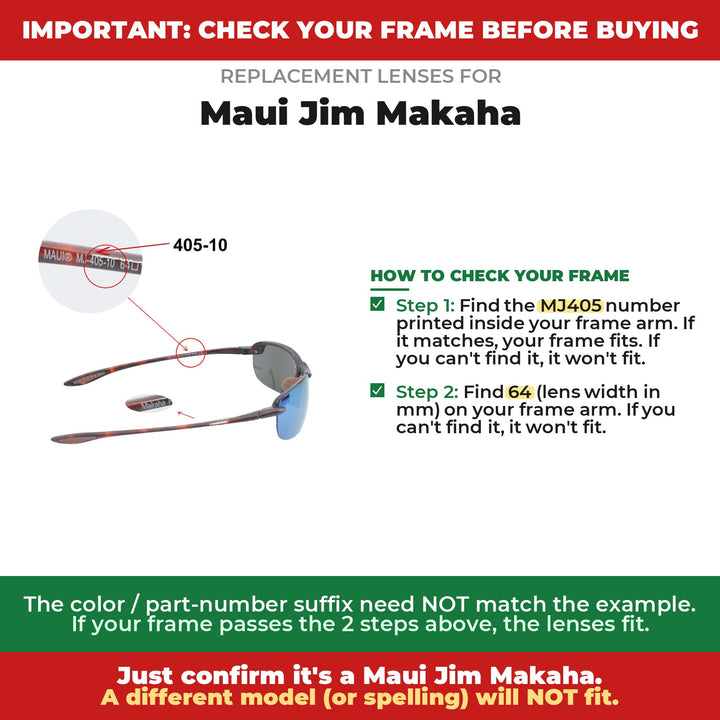 Verify your Maui Jim Makaha frame
