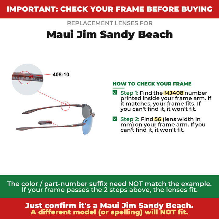 Verify your Maui Jim Sandy Beach frame