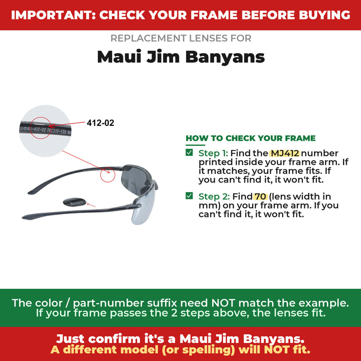 Verify your Maui Jim Banyans frame