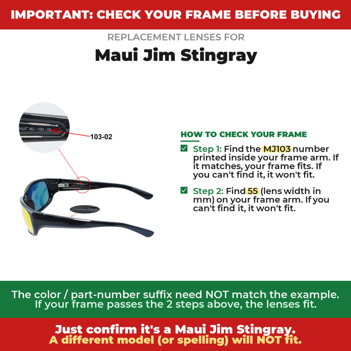 Verify your Maui Jim Stingray frame