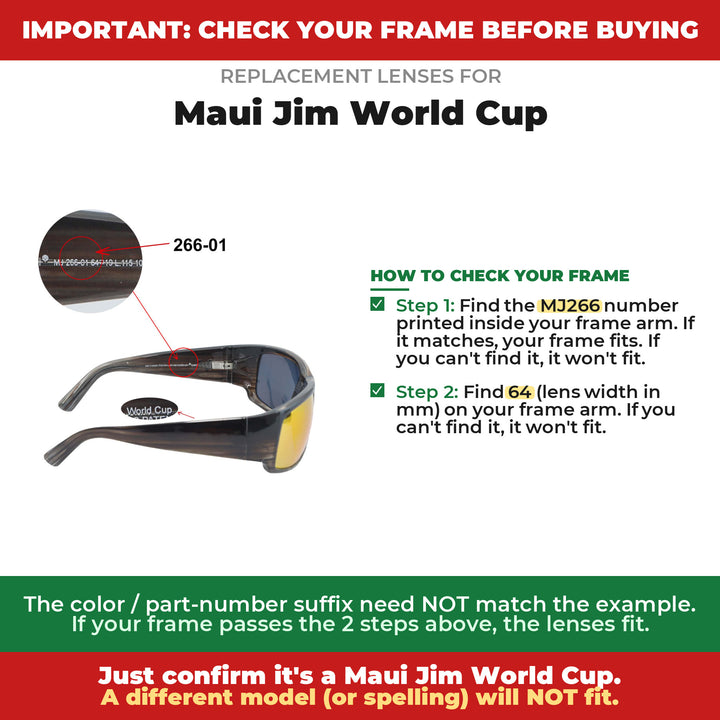Verify your Maui Jim World Cup frame
