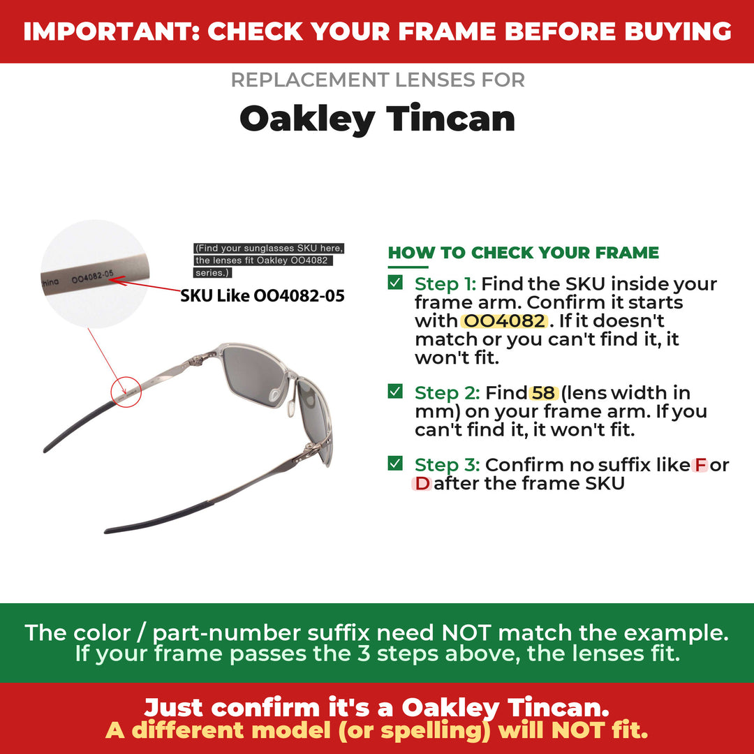 Verify your Oakley Tincan frame