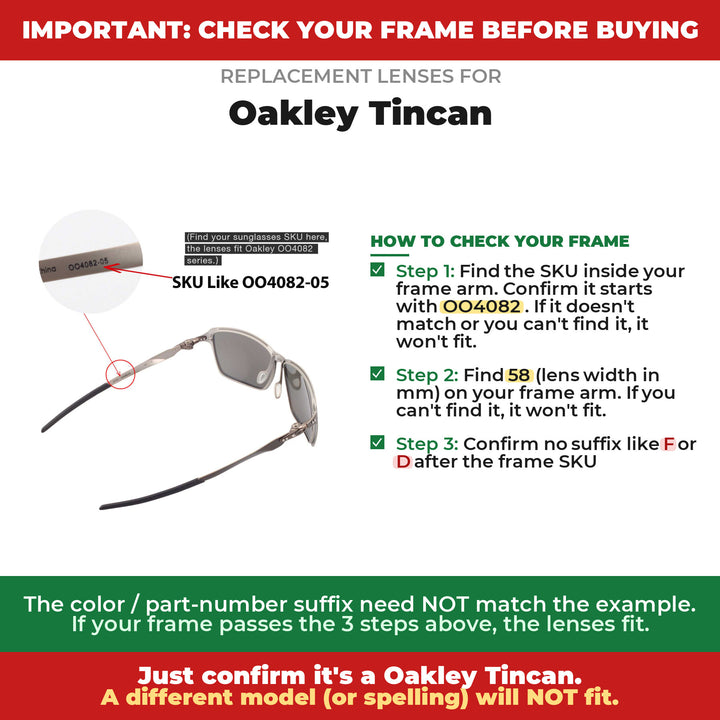 Verify your Oakley Tincan frame