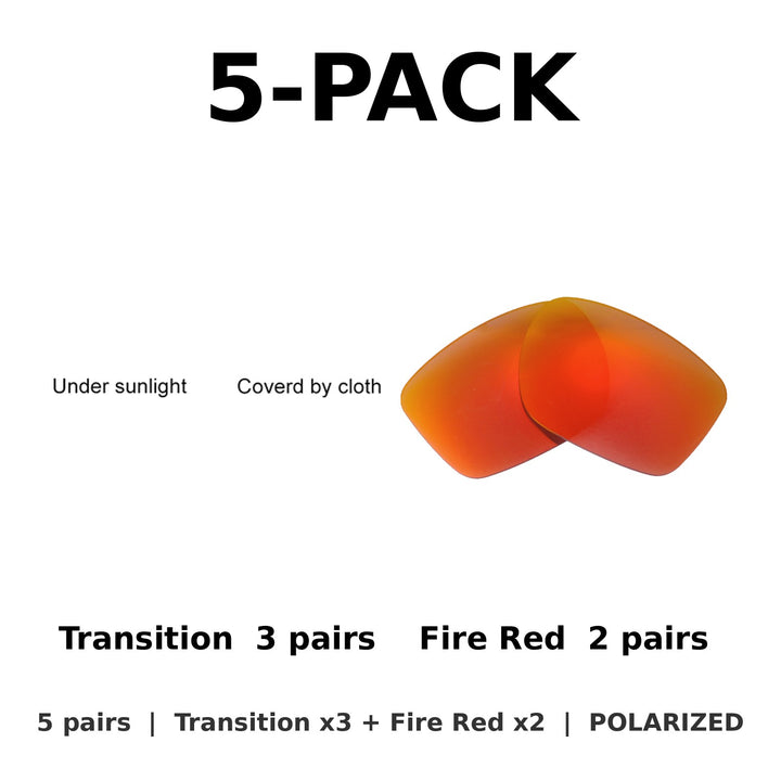 5-Pack Polarized: Transition x3 + Fire Red x2