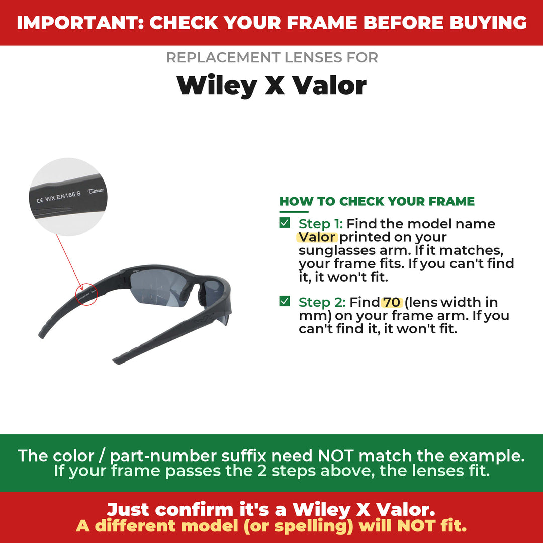 Verify your Wiley X Valor frame