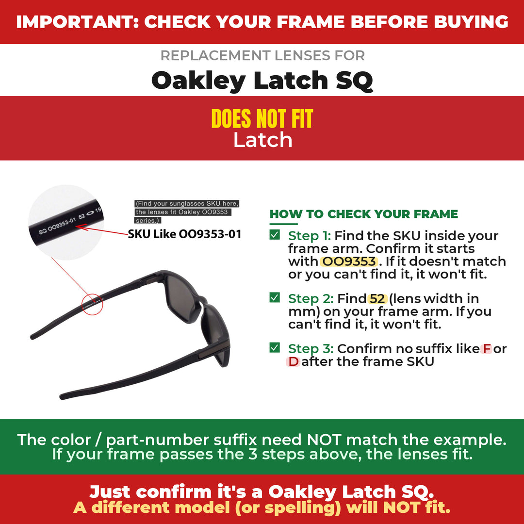 Verify your Oakley Latch SQ frame