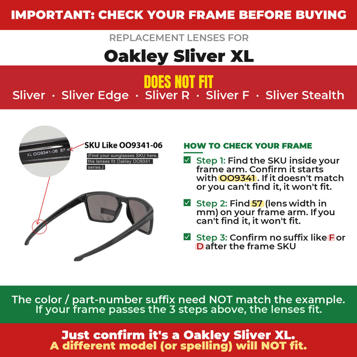 Verify your Oakley Sliver XL frame