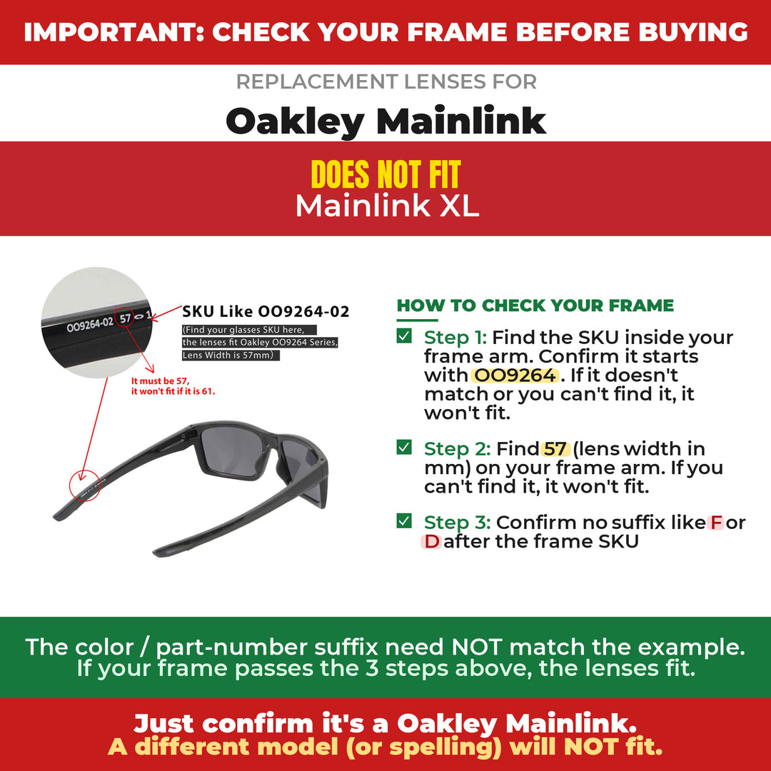 Verify your Oakley Mainlink frame