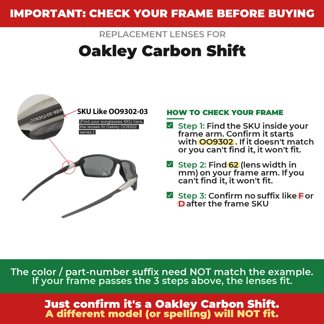 Verify your Oakley Carbon Shift frame