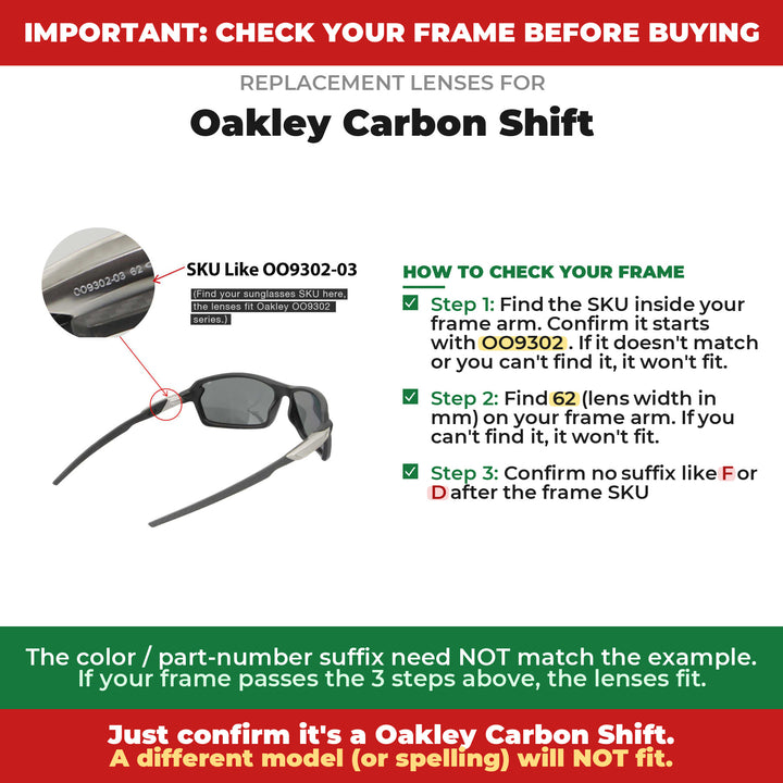 Verify your Oakley Carbon Shift frame