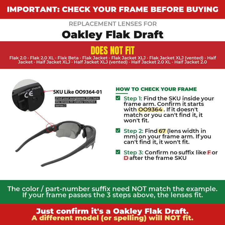 Verify your Oakley Flak Draft frame