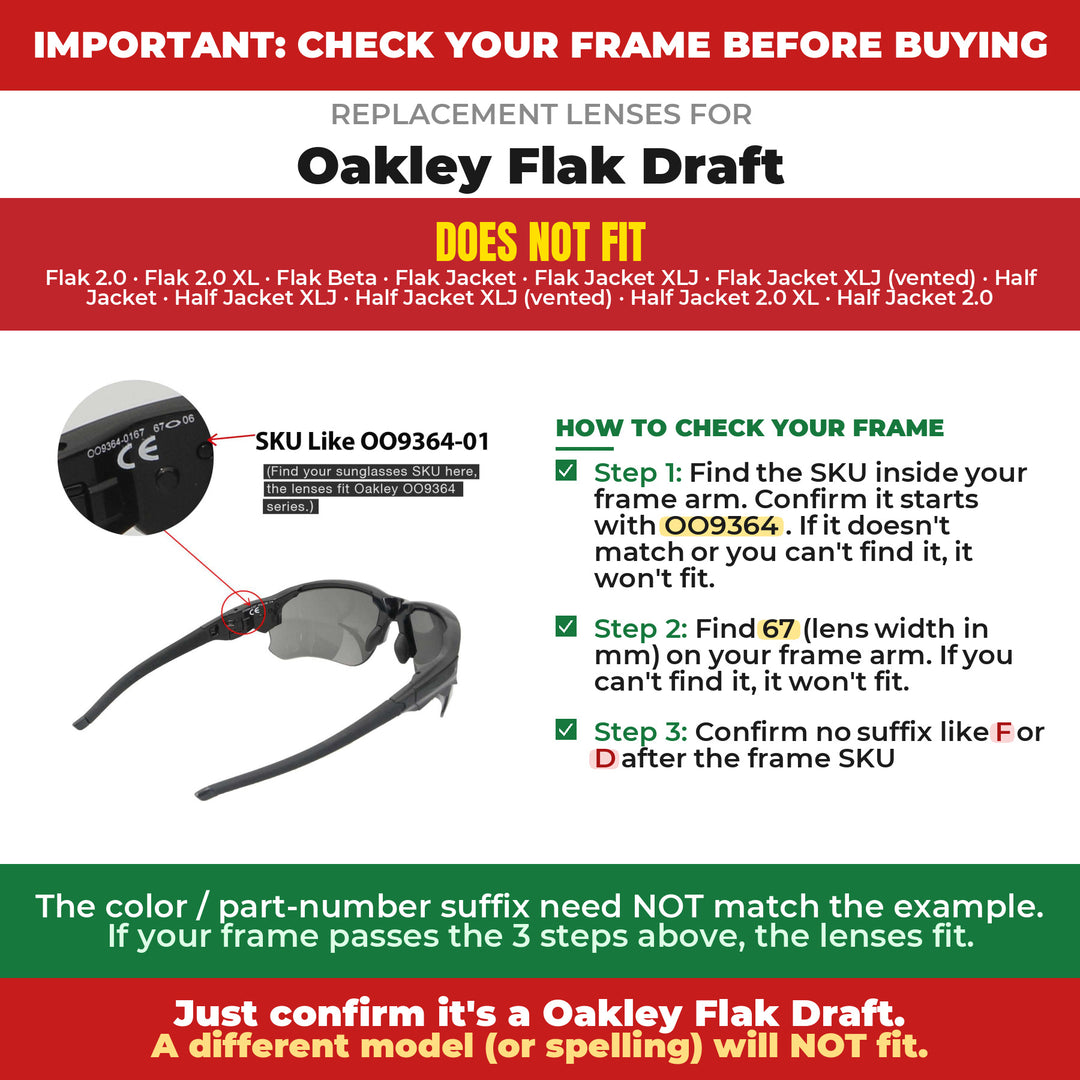 Verify your Oakley Flak Draft frame