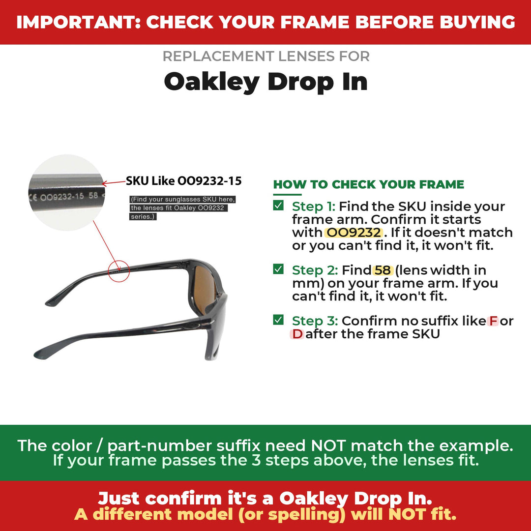 Verify your Oakley Drop In frame