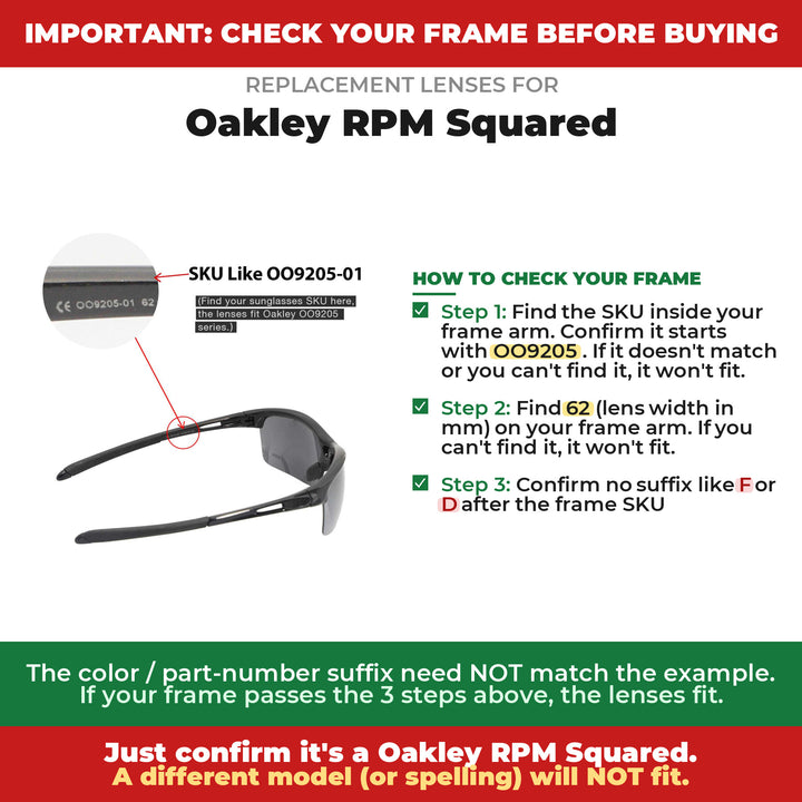 Verify your Oakley RPM Squared frame