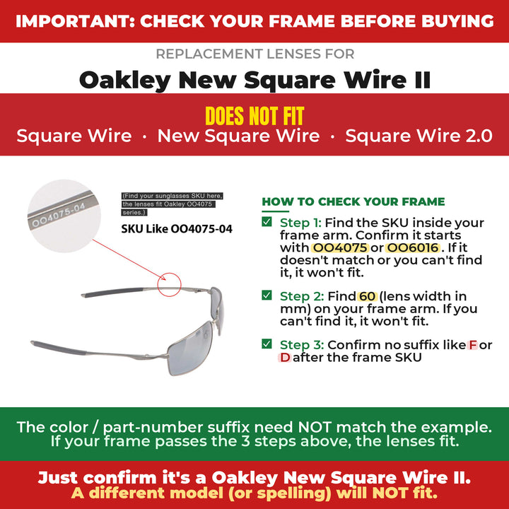 Verify your Oakley New Square Wire II frame