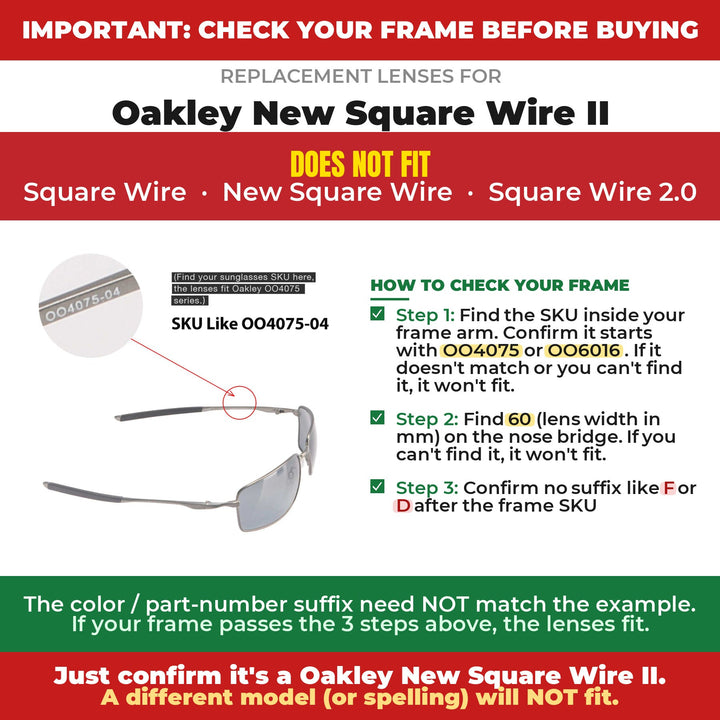 Verify your Oakley New Square Wire II frame