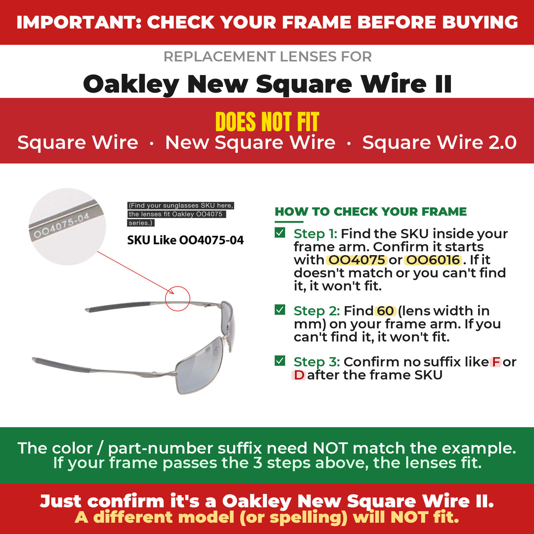 Verify your Oakley New Square Wire II frame