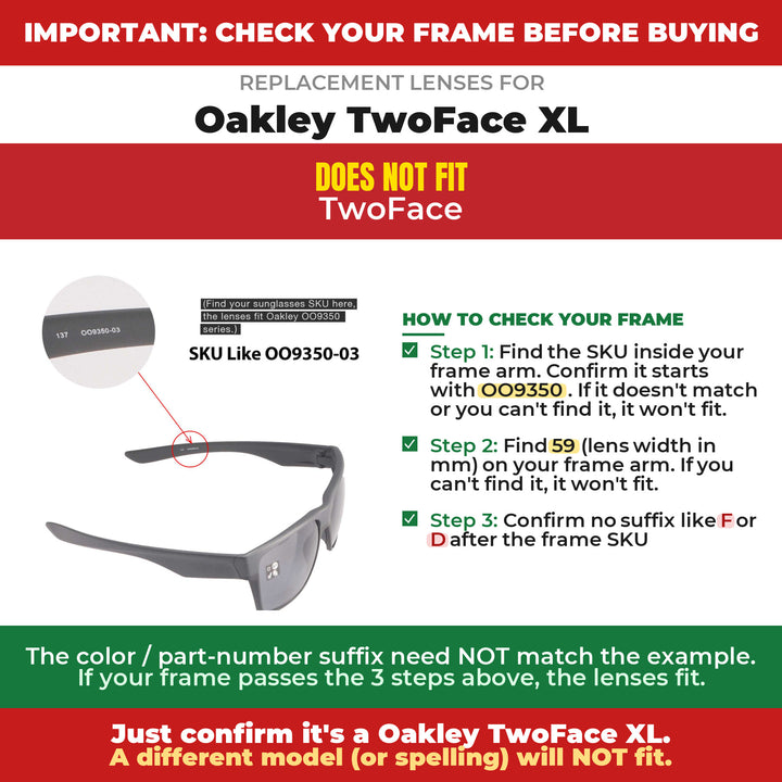 Verify your Oakley TwoFace XL frame