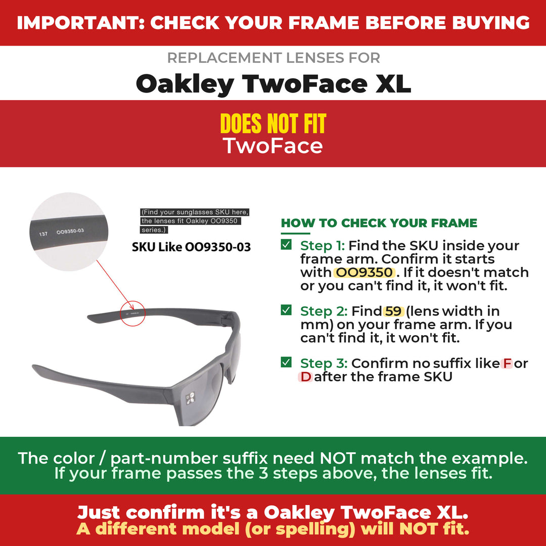 Verify your Oakley TwoFace XL frame