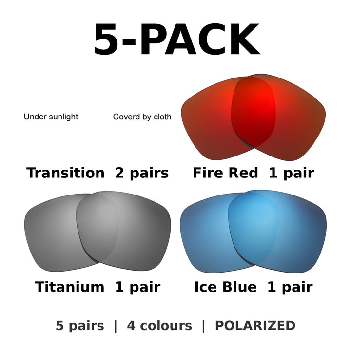5-Pack Polarized: Transition x2 + Fire Red + Titanium + Ice Blue