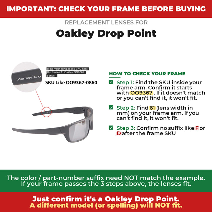 Verify your Oakley Drop Point frame