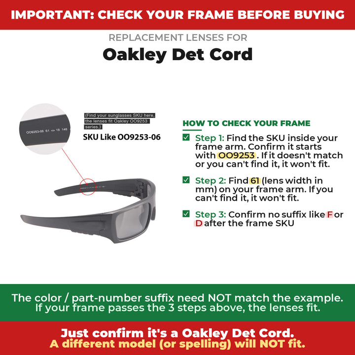 Verify your Oakley Det Cord frame
