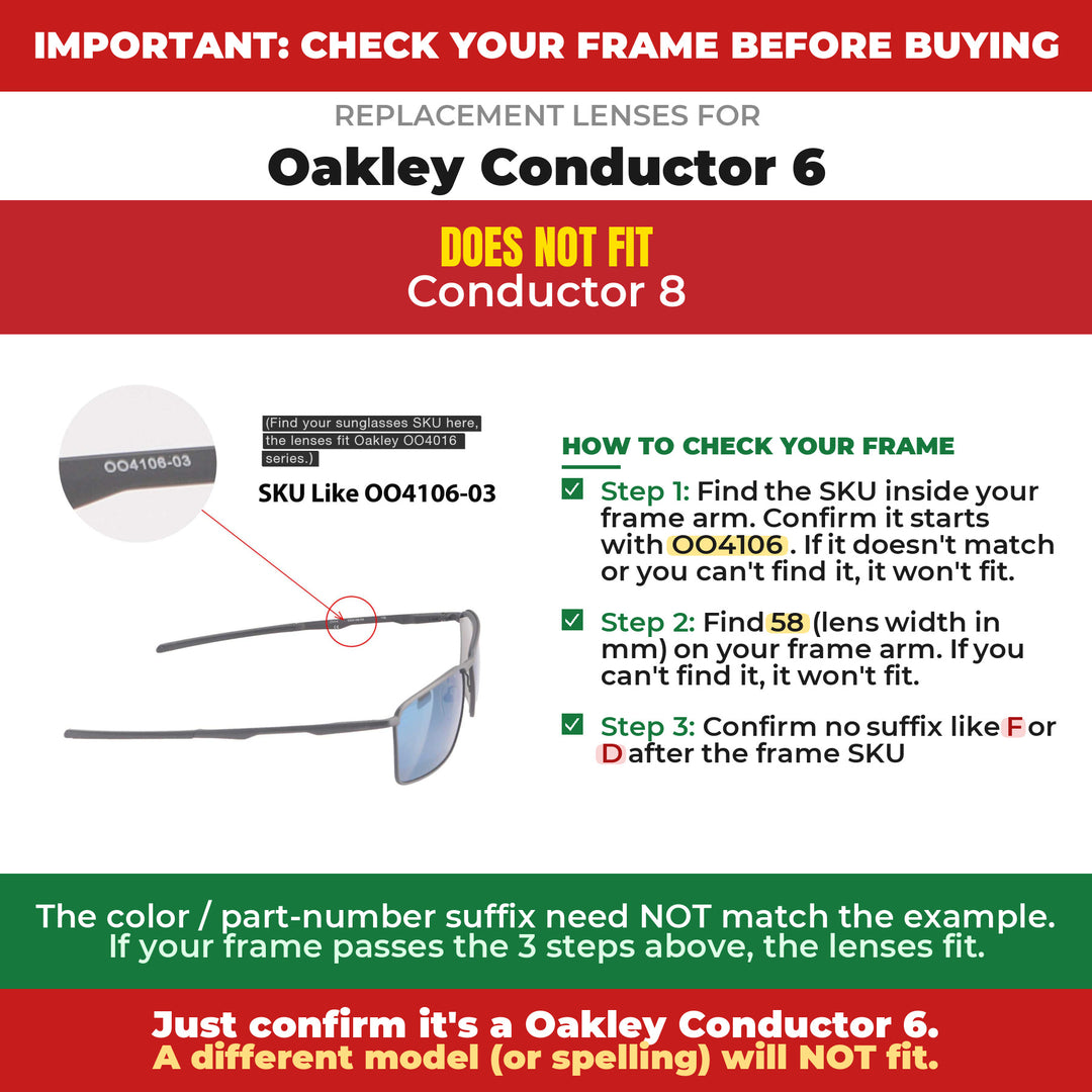 Verify your Oakley Conductor 6 frame