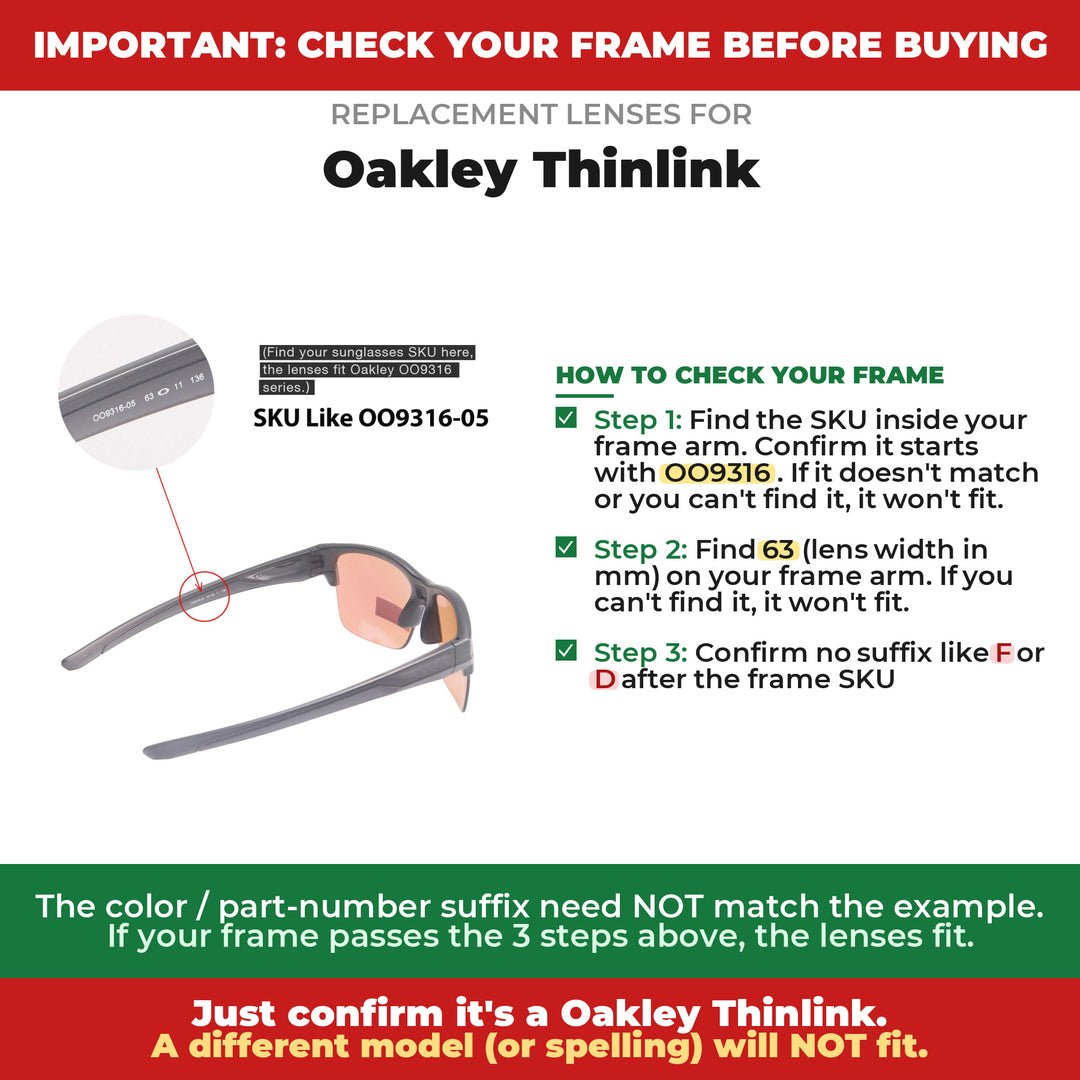 Verify your Oakley Thinlink frame