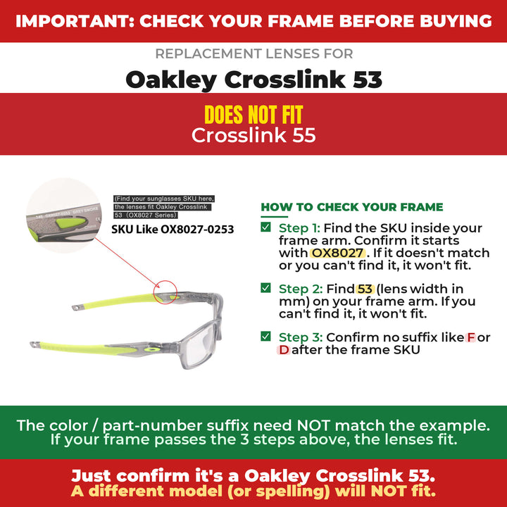 Verify your Oakley Crosslink 53 frame