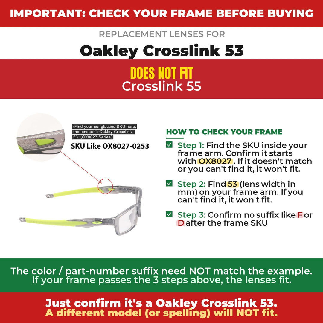 Verify your Oakley Crosslink 53 frame
