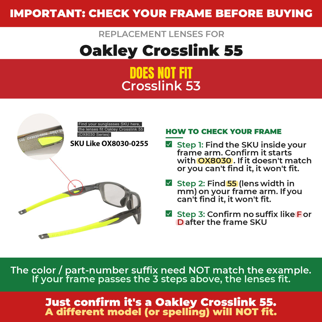 Verify your Oakley Crosslink 55 frame