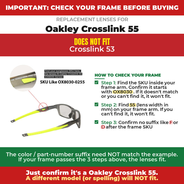 Verify your Oakley Crosslink 55 frame