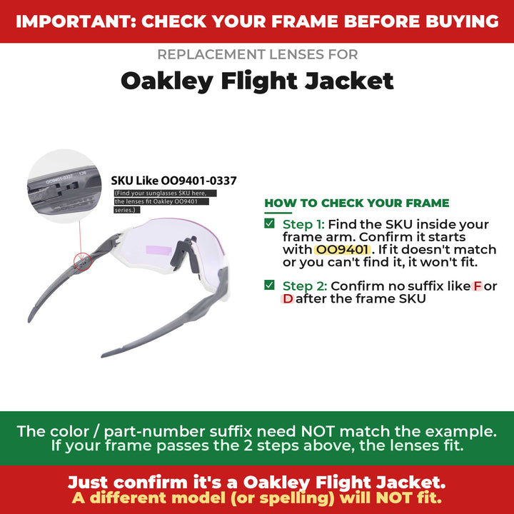 Verify your Oakley Flight Jacket frame