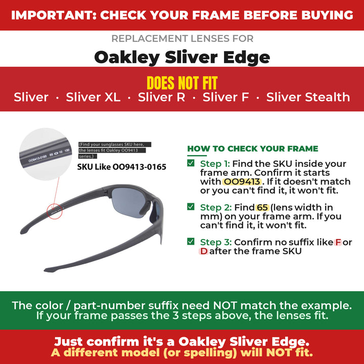 Verify your Oakley Sliver Edge frame