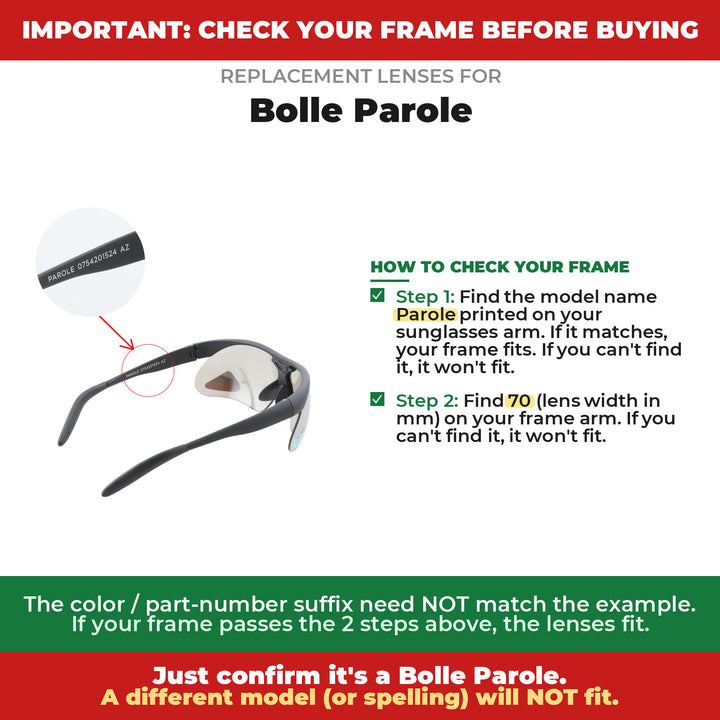 Verify your Bolle Parole frame