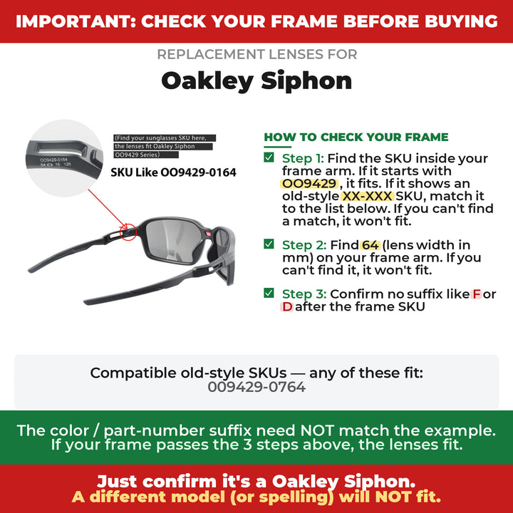 Verify your Oakley Siphon frame