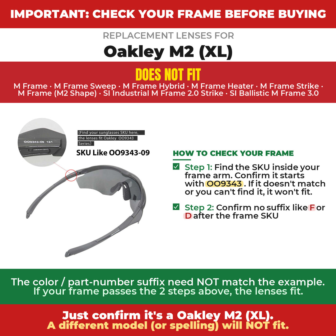 Verify your Oakley M2 (XL) frame