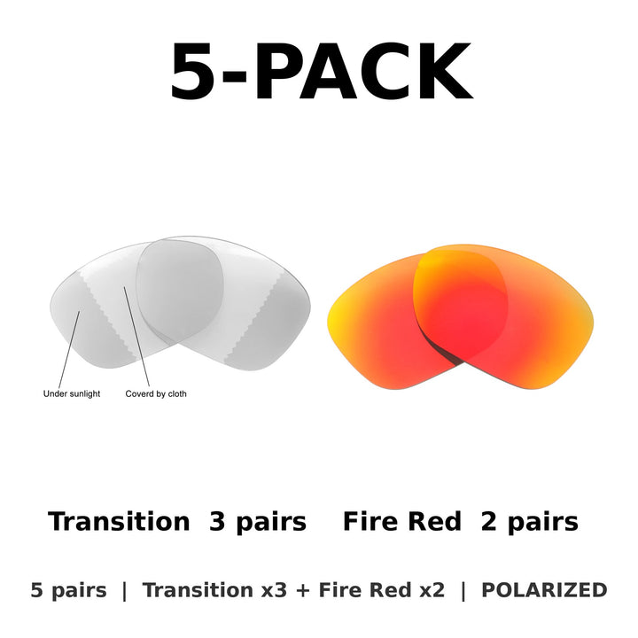 5-Pack Polarized: Transition x3 + Fire Red x2