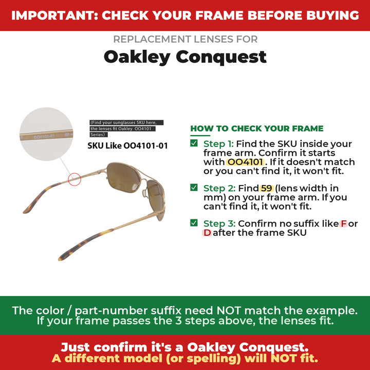 Verify your Oakley Conquest frame