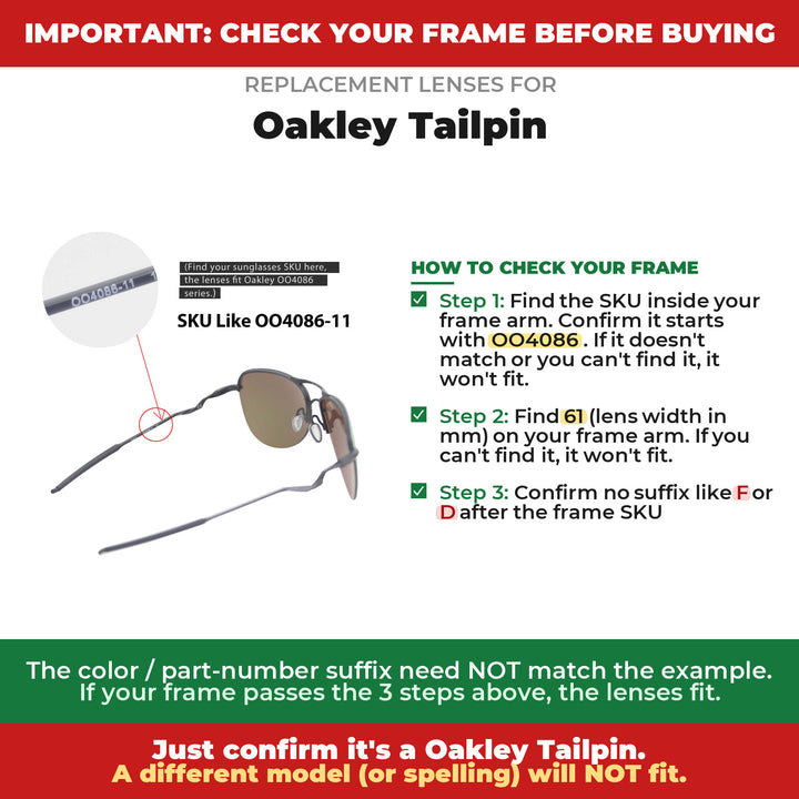 Verify your Oakley Tailpin frame