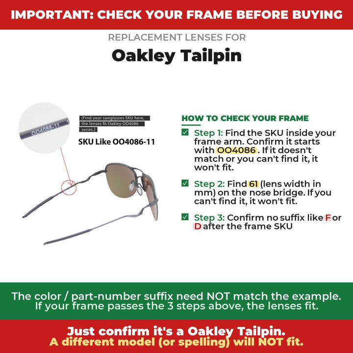 Verify your Oakley Tailpin frame