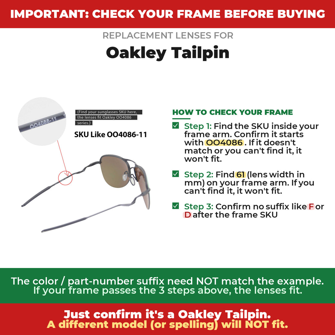 Verify your Oakley Tailpin frame